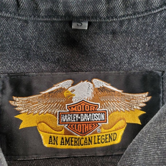 Vintage Harley-Davidson Denim Jacket Mens Small Black Trucker USA Workwear Biker - Picture 3 of 12